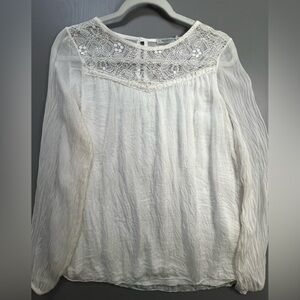 Silk White Lace Detail Blouse